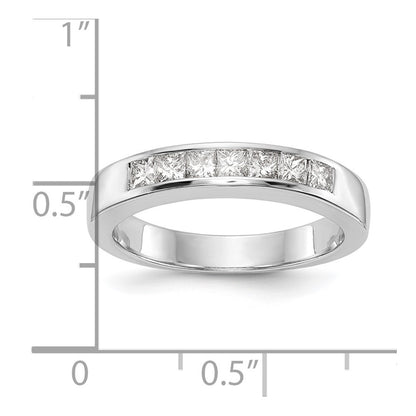 0.45ct. CZ Solid Real 14K White Gold 7-Stone Channel Wedding Band Ring