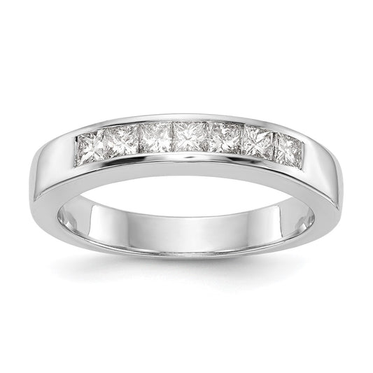 0.45ct. CZ Solid Real 14K White Gold 7-Stone Channel Wedding Band Ring