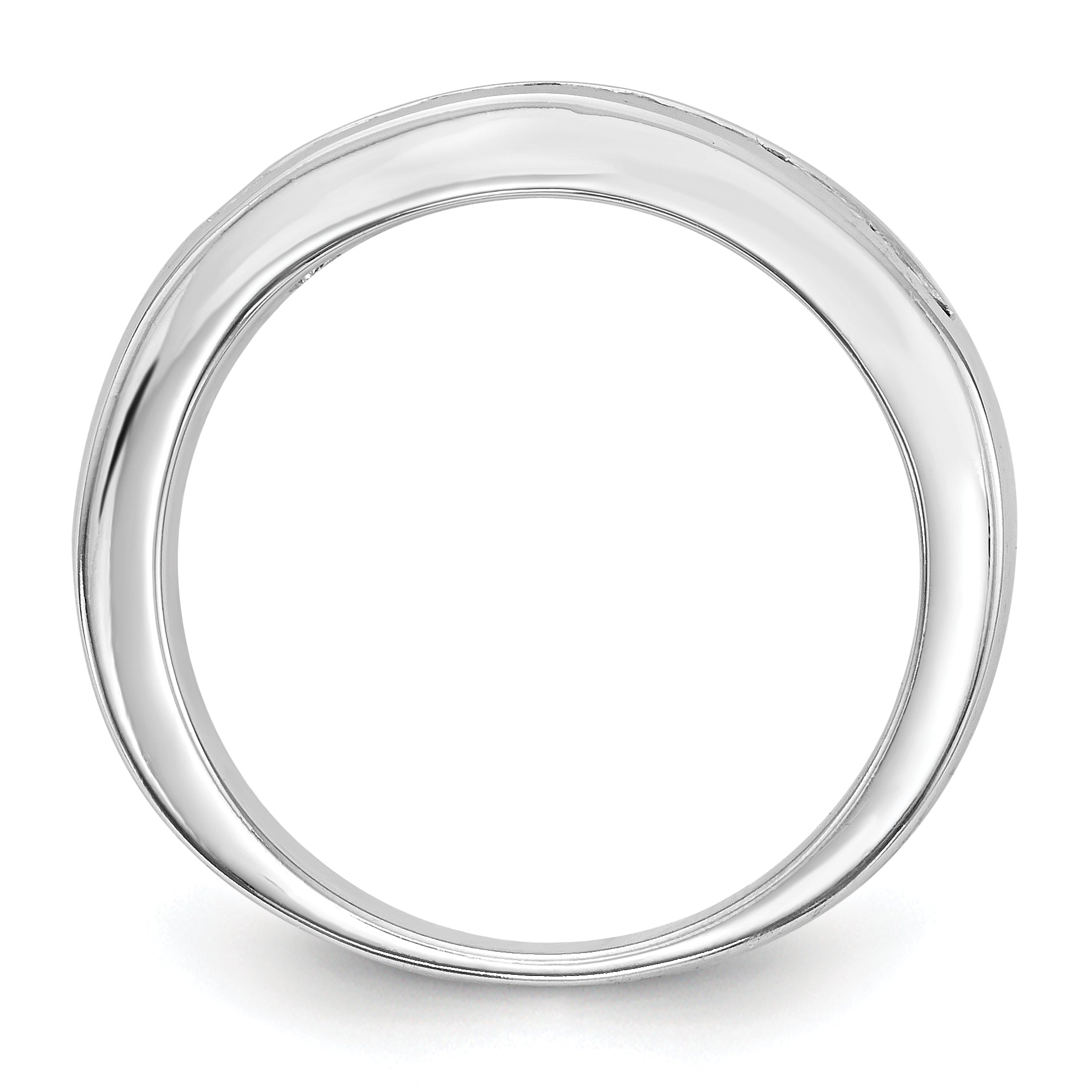 0.75ct. CZ Solid Real 14K White Gold 7-Stone Channel Wedding Band Ring