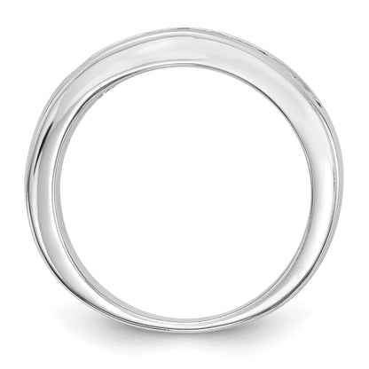0.75ct. CZ Solid Real 14K White Gold 7-Stone Channel Wedding Band Ring