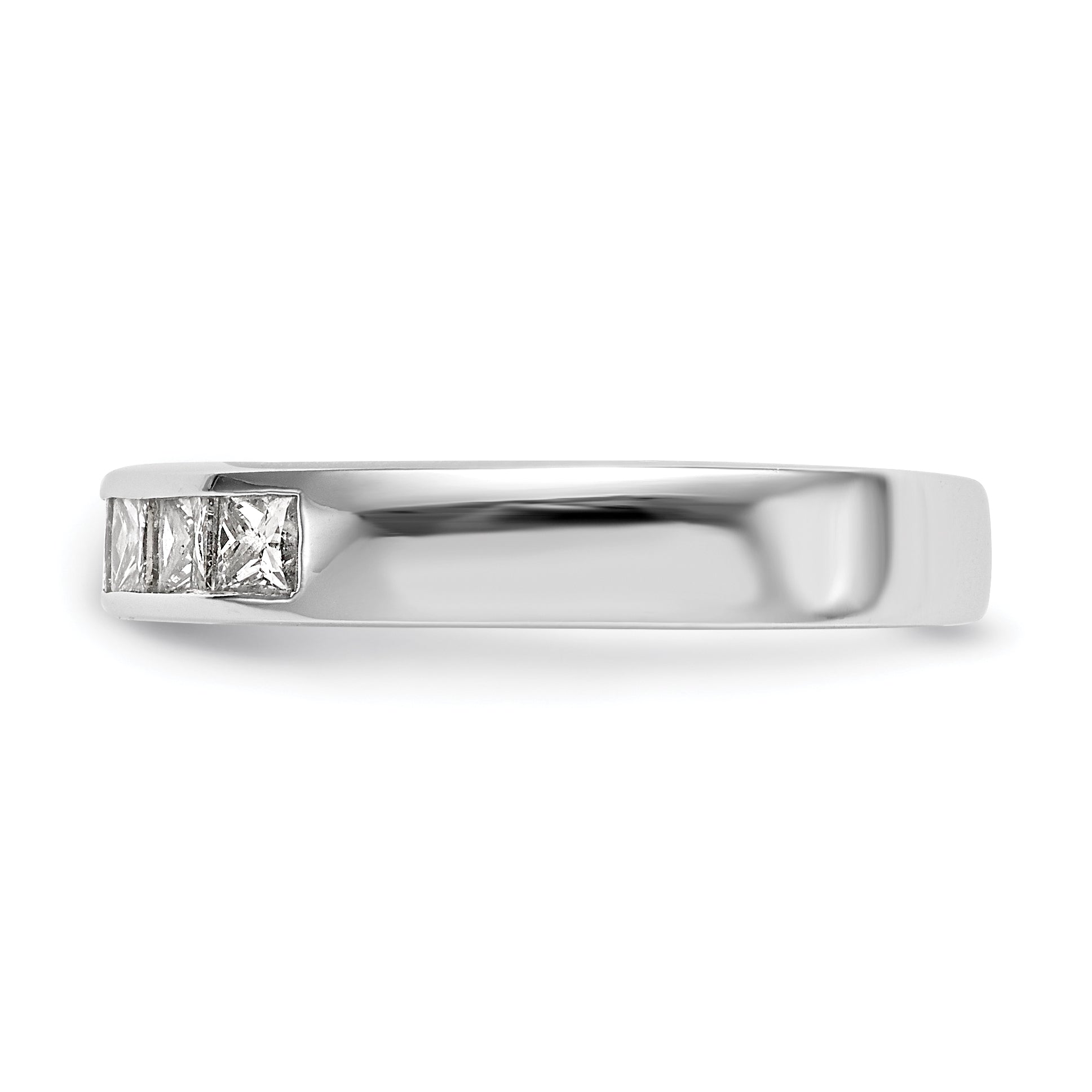 0.75ct. CZ Solid Real 14K White Gold 7-Stone Channel Wedding Band Ring