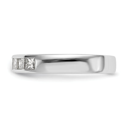 0.75ct. CZ Solid Real 14K White Gold 7-Stone Channel Wedding Band Ring