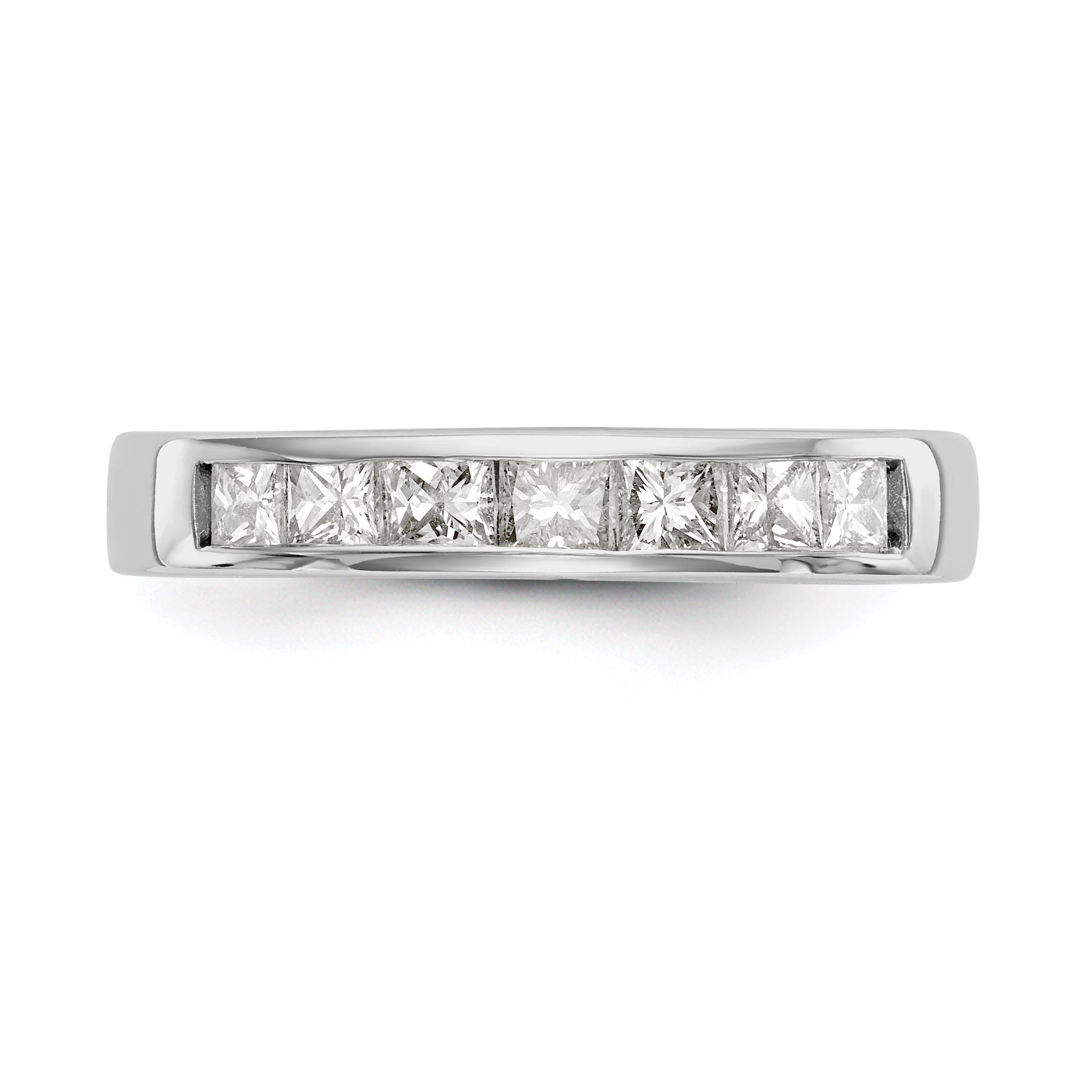 0.75ct. CZ Solid Real 14K White Gold 7-Stone Channel Wedding Band Ring