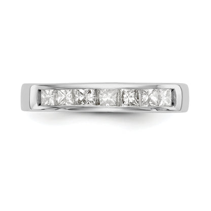0.75ct. CZ Solid Real 14K White Gold 7-Stone Channel Wedding Band Ring