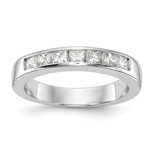 0.75ct. CZ Solid Real 14K White Gold 7-Stone Channel Wedding Band Ring
