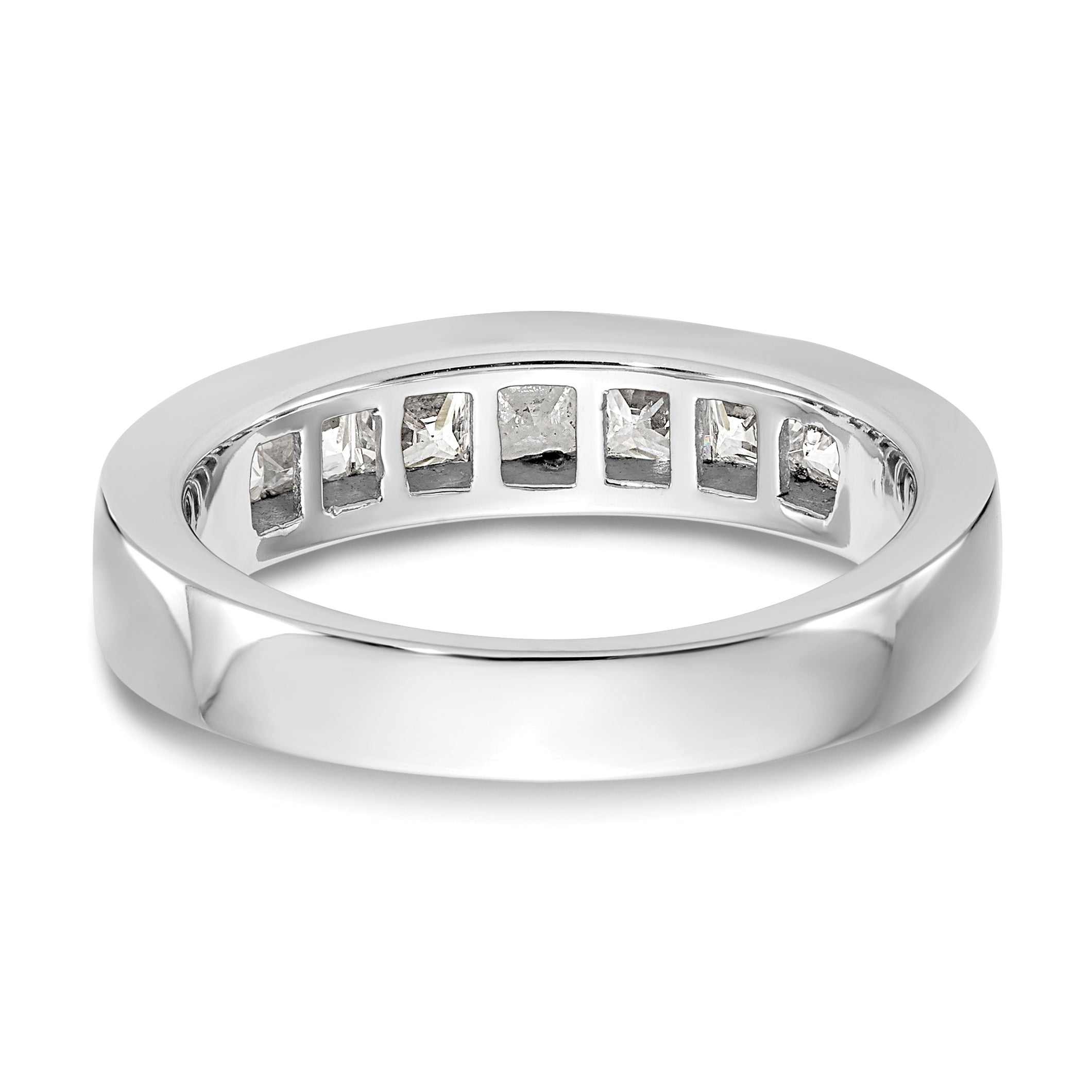 1.00ct. CZ Solid Real 14K White Gold 7-Stone Channel Wedding Band Ring