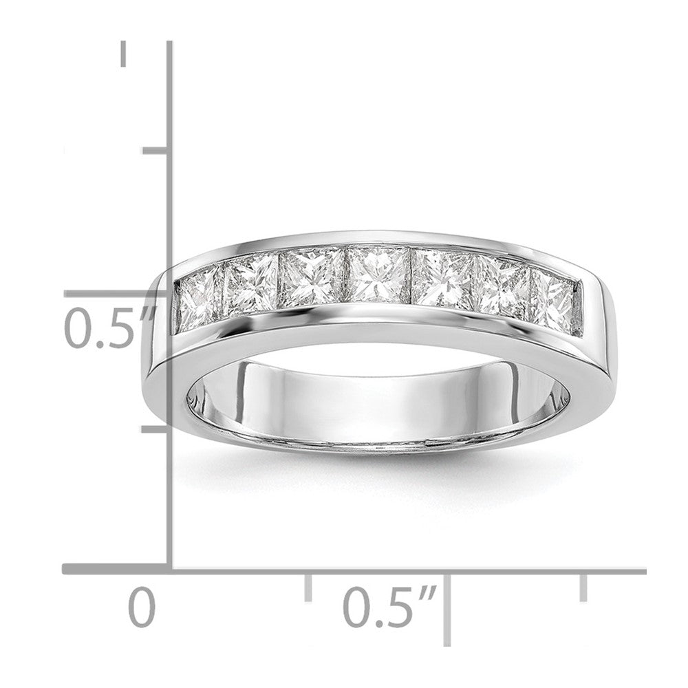 1.00ct. CZ Solid Real 14K White Gold 7-Stone Channel Wedding Band Ring