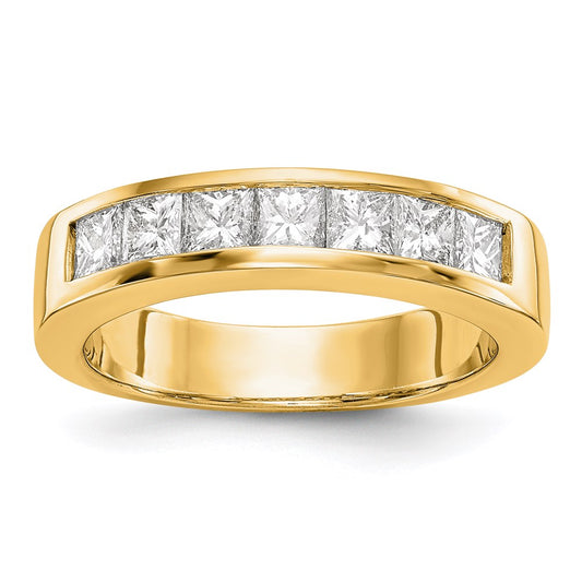 14K Yellow Gold 7-Stone Real Diamond Channel Band