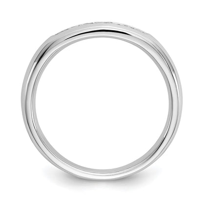 0.14ct. CZ Solid Real 14K White Gold 7-Stone Channel Wedding Band Ring