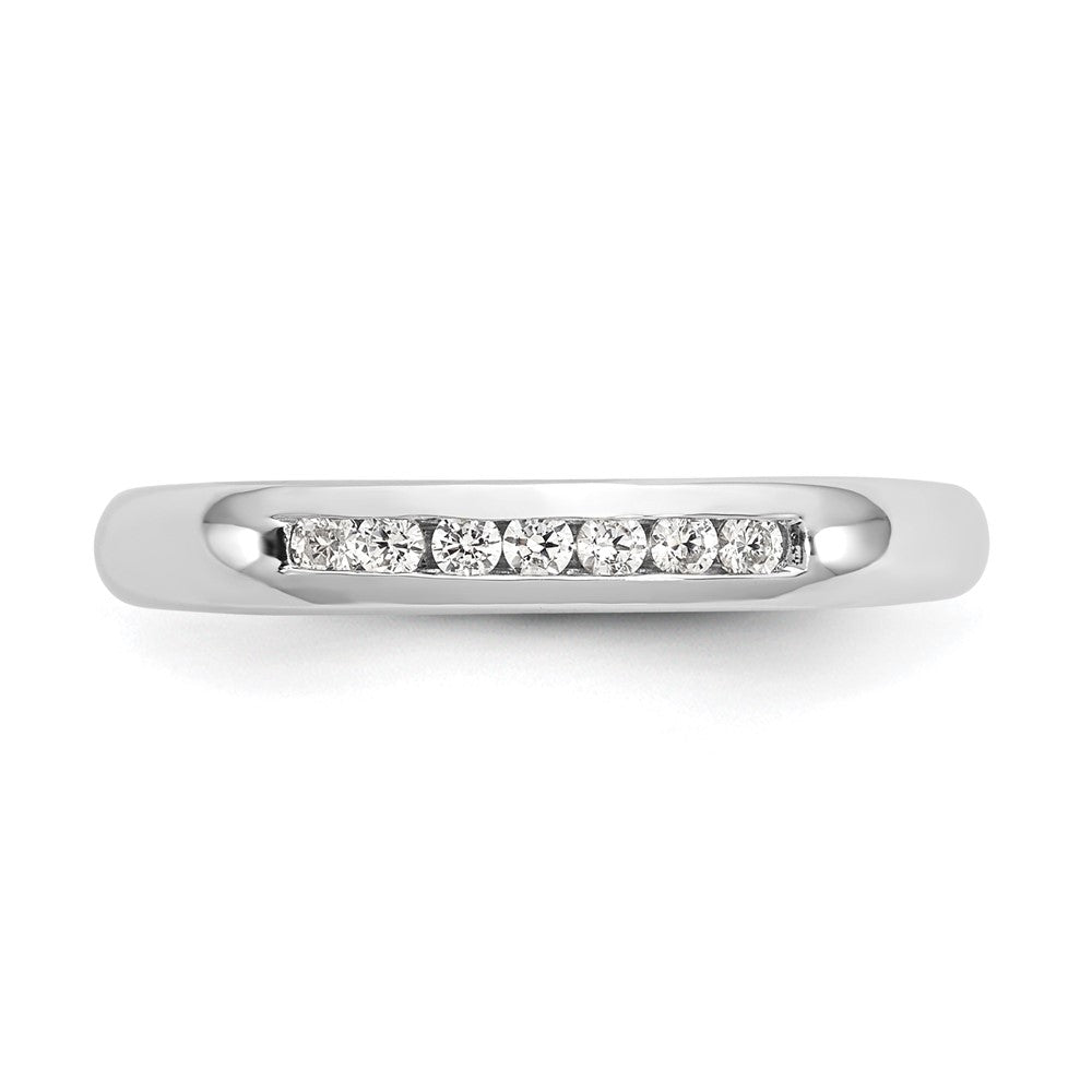 0.14ct. CZ Solid Real 14K White Gold 7-Stone Channel Wedding Band Ring