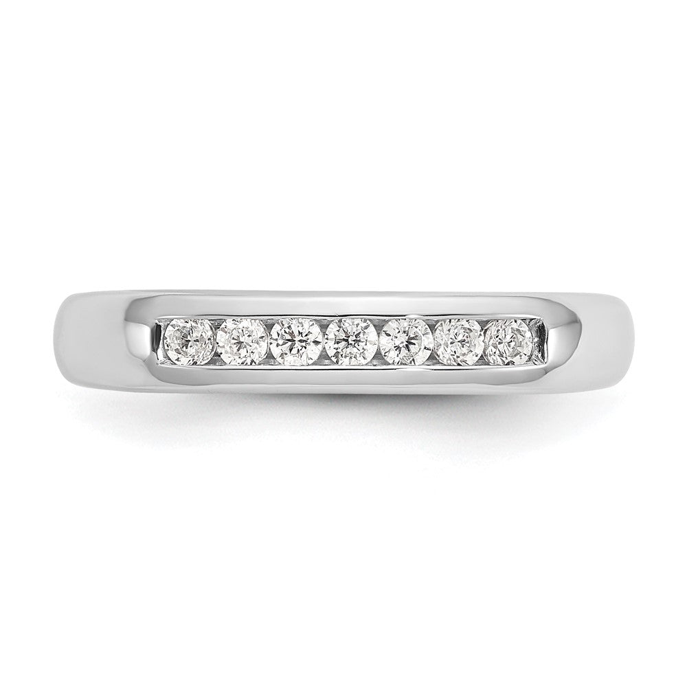 14K White Gold 7-Stone Real Diamond Channel Band