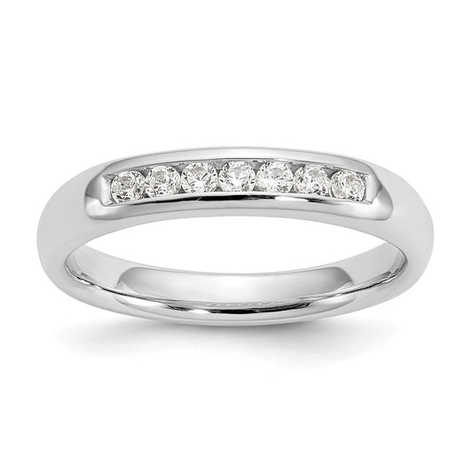 0.20ct. CZ Solid Real 14K White Gold 7-Stone Channel Wedding Band Ring
