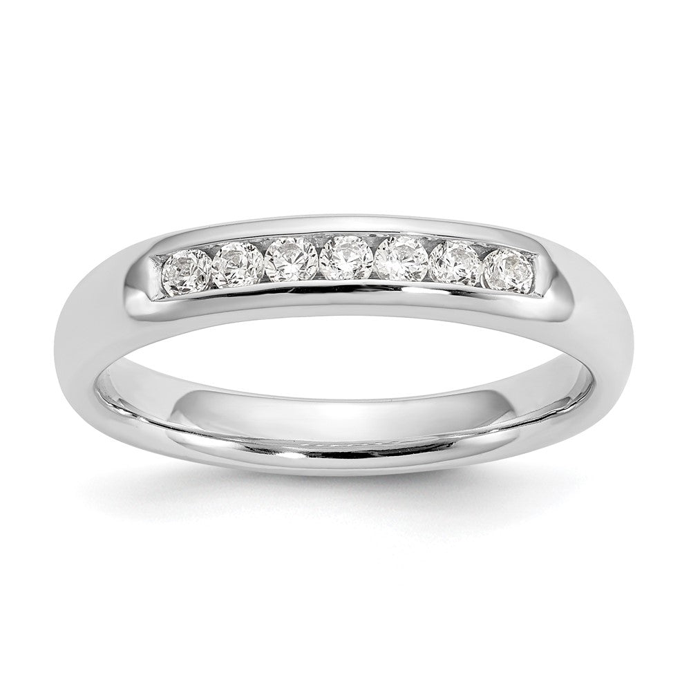 14K White Gold 7-Stone Real Diamond Channel Band