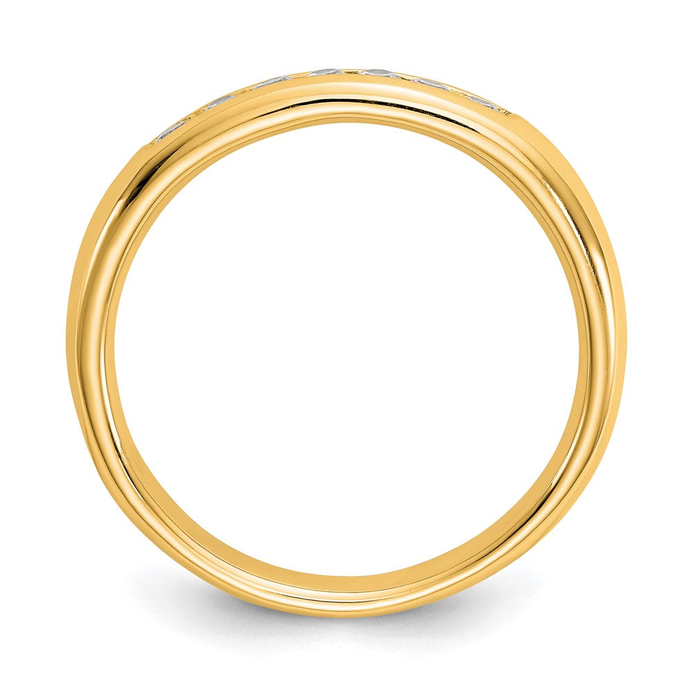 0.20ct. CZ Solid Real 14K Yellow Gold 7-Stone Channel Wedding Band Ring