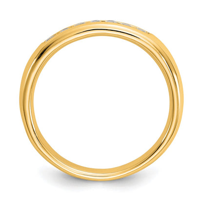 0.20ct. CZ Solid Real 14K Yellow Gold 7-Stone Channel Wedding Band Ring