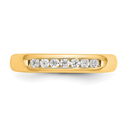0.20ct. CZ Solid Real 14K Yellow Gold 7-Stone Channel Wedding Band Ring