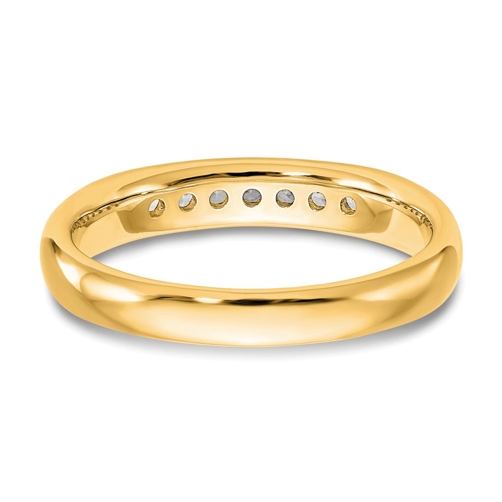 0.20ct. CZ Solid Real 14K Yellow Gold 7-Stone Channel Wedding Band Ring