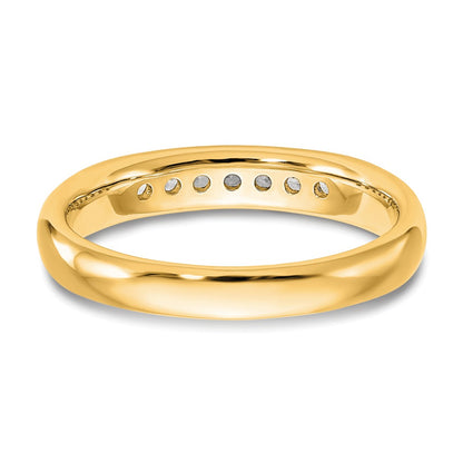 0.20ct. CZ Solid Real 14K Yellow Gold 7-Stone Channel Wedding Band Ring