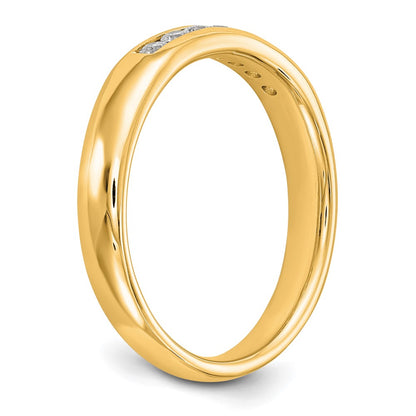 0.20ct. CZ Solid Real 14K Yellow Gold 7-Stone Channel Wedding Band Ring