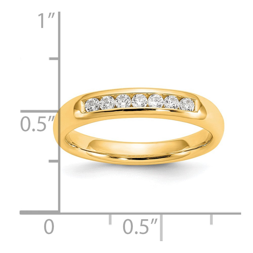 0.20ct. CZ Solid Real 14K Yellow Gold 7-Stone Channel Wedding Band Ring