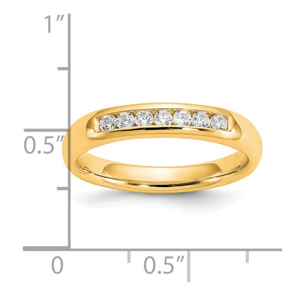 0.20ct. CZ Solid Real 14K Yellow Gold 7-Stone Channel Wedding Band Ring
