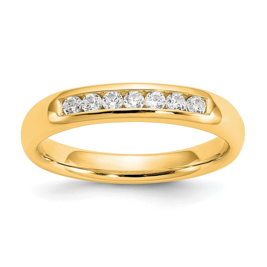 0.20ct. CZ Solid Real 14K Yellow Gold 7-Stone Channel Wedding Band Ring