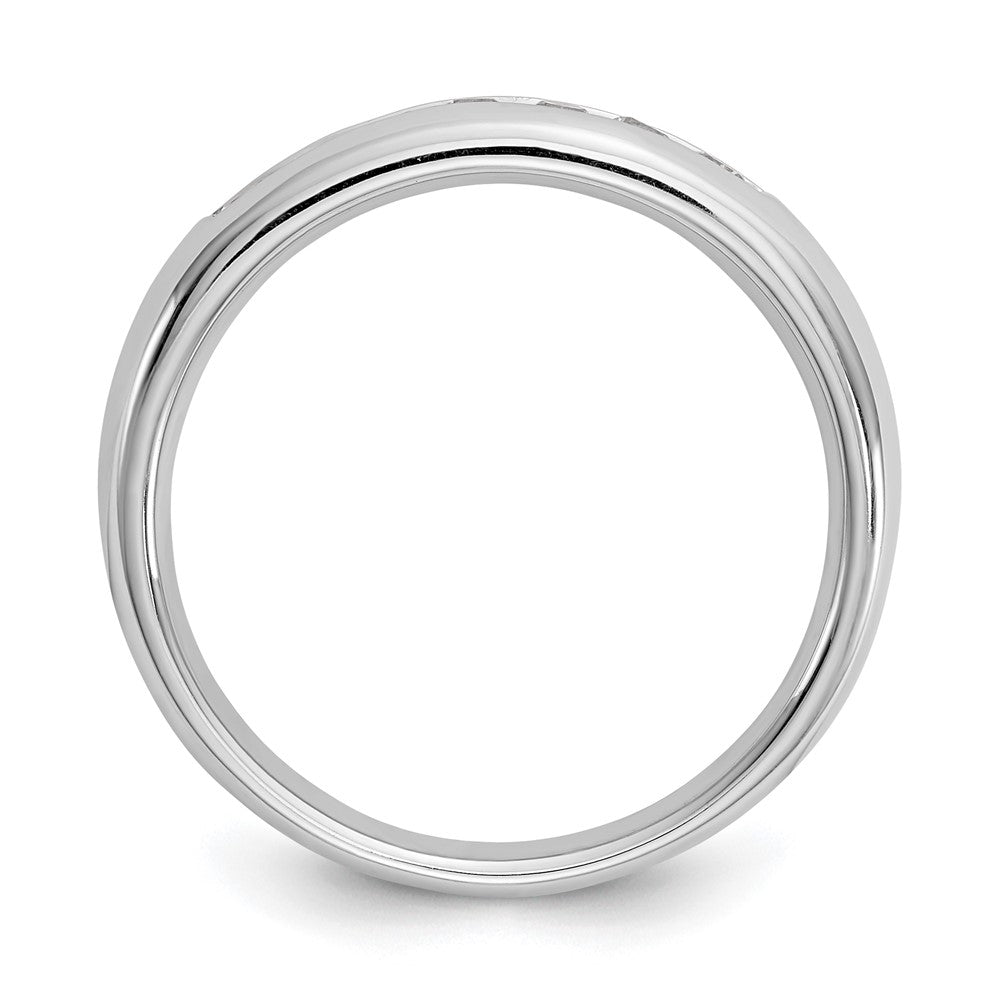 0.27ct. CZ Solid Real 14K White Gold 7-Stone Channel Wedding Band Ring
