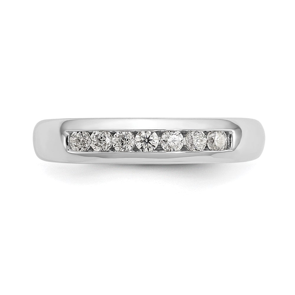 0.27ct. CZ Solid Real 14K White Gold 7-Stone Channel Wedding Band Ring