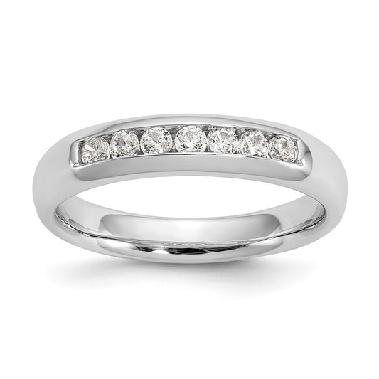 0.27ct. CZ Solid Real 14K White Gold 7-Stone Channel Wedding Band Ring