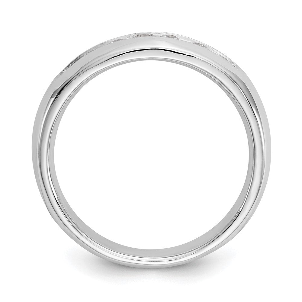 0.35ct. CZ Solid Real 14K White Gold 7-Stone Channel Wedding Band Ring