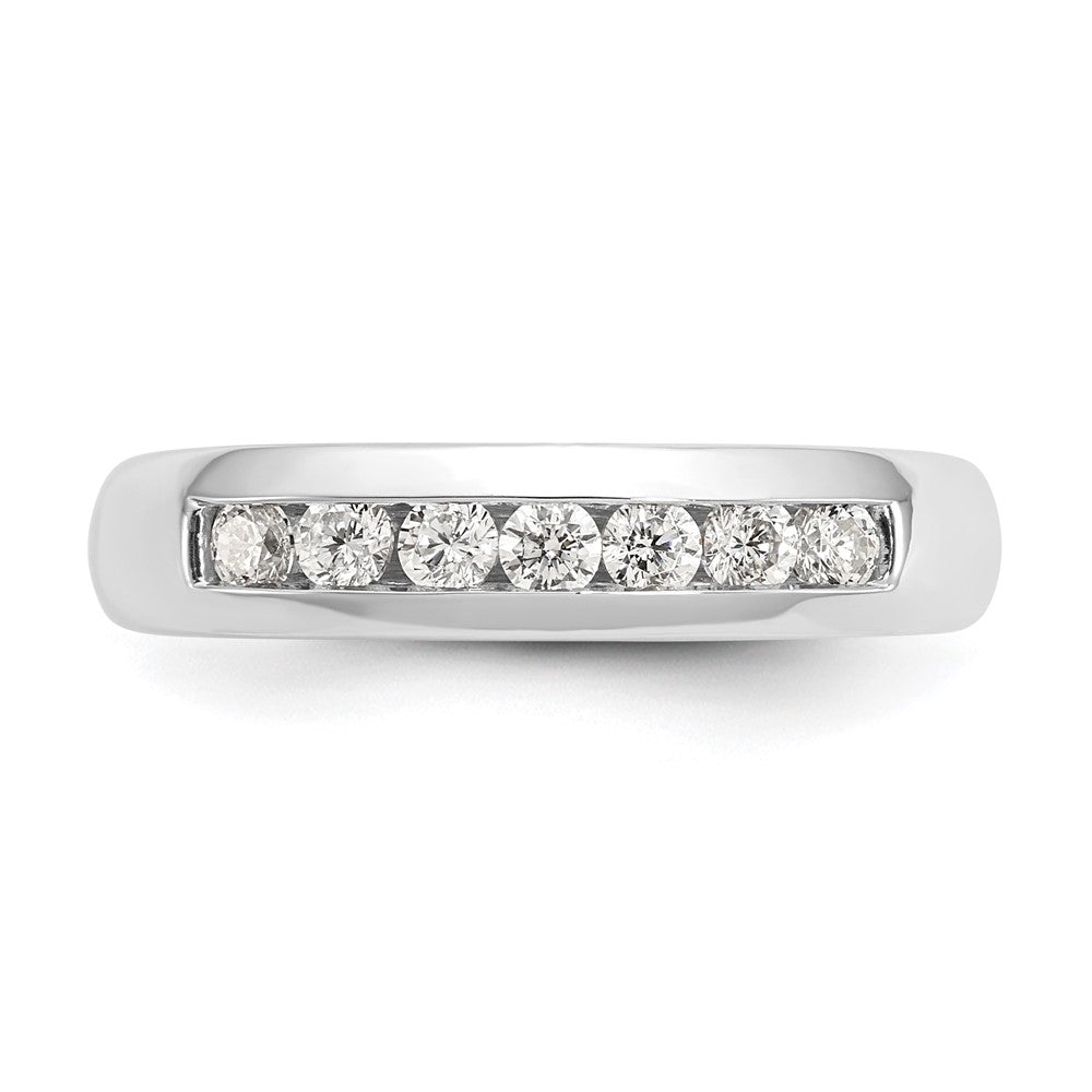0.35ct. CZ Solid Real 14K White Gold 7-Stone Channel Wedding Band Ring