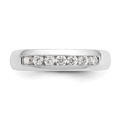 0.35ct. CZ Solid Real 14K White Gold 7-Stone Channel Wedding Band Ring