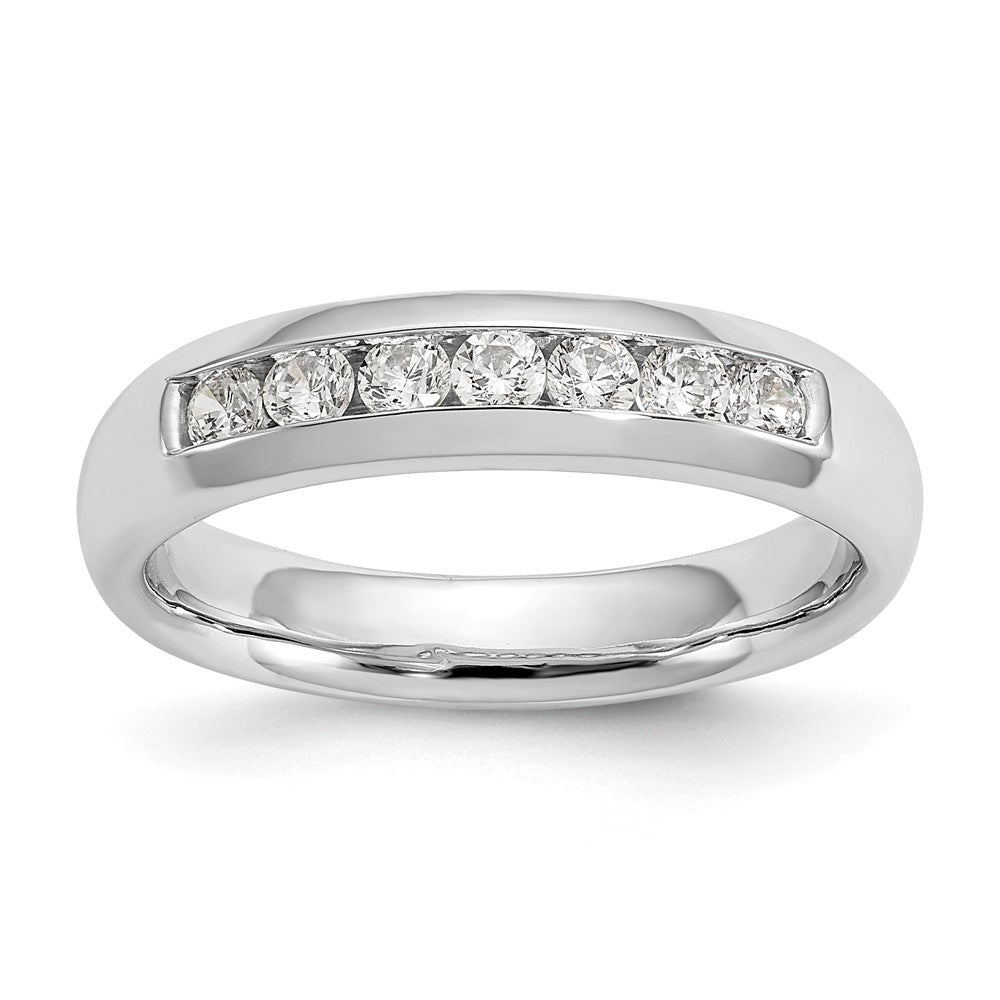 0.35ct. CZ Solid Real 14K White Gold 7-Stone Channel Wedding Band Ring