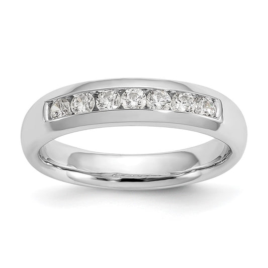 0.35ct. CZ Solid Real 14K White Gold 7-Stone Channel Wedding Band Ring