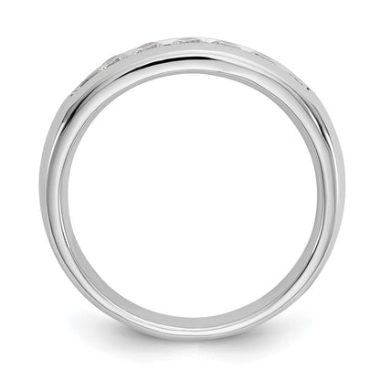 0.45ct. CZ Solid Real 14K White Gold 7-Stone Channel Wedding Band Ring