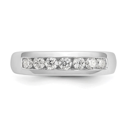 0.45ct. CZ Solid Real 14K White Gold 7-Stone Channel Wedding Band Ring