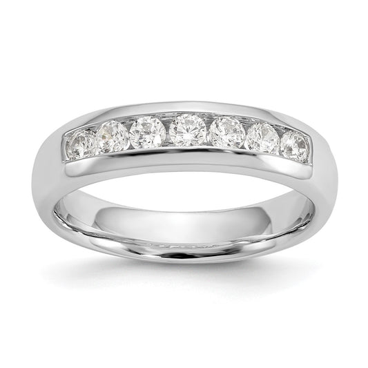 0.45ct. CZ Solid Real 14K White Gold 7-Stone Channel Wedding Band Ring