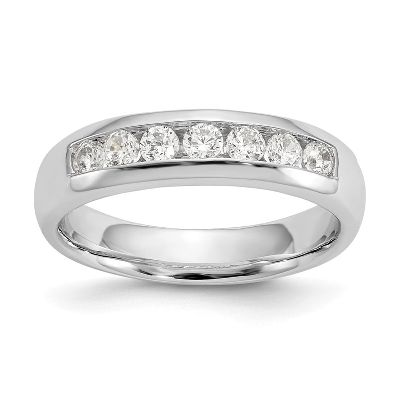 14K White Gold 7-Stone Real Diamond Channel Band