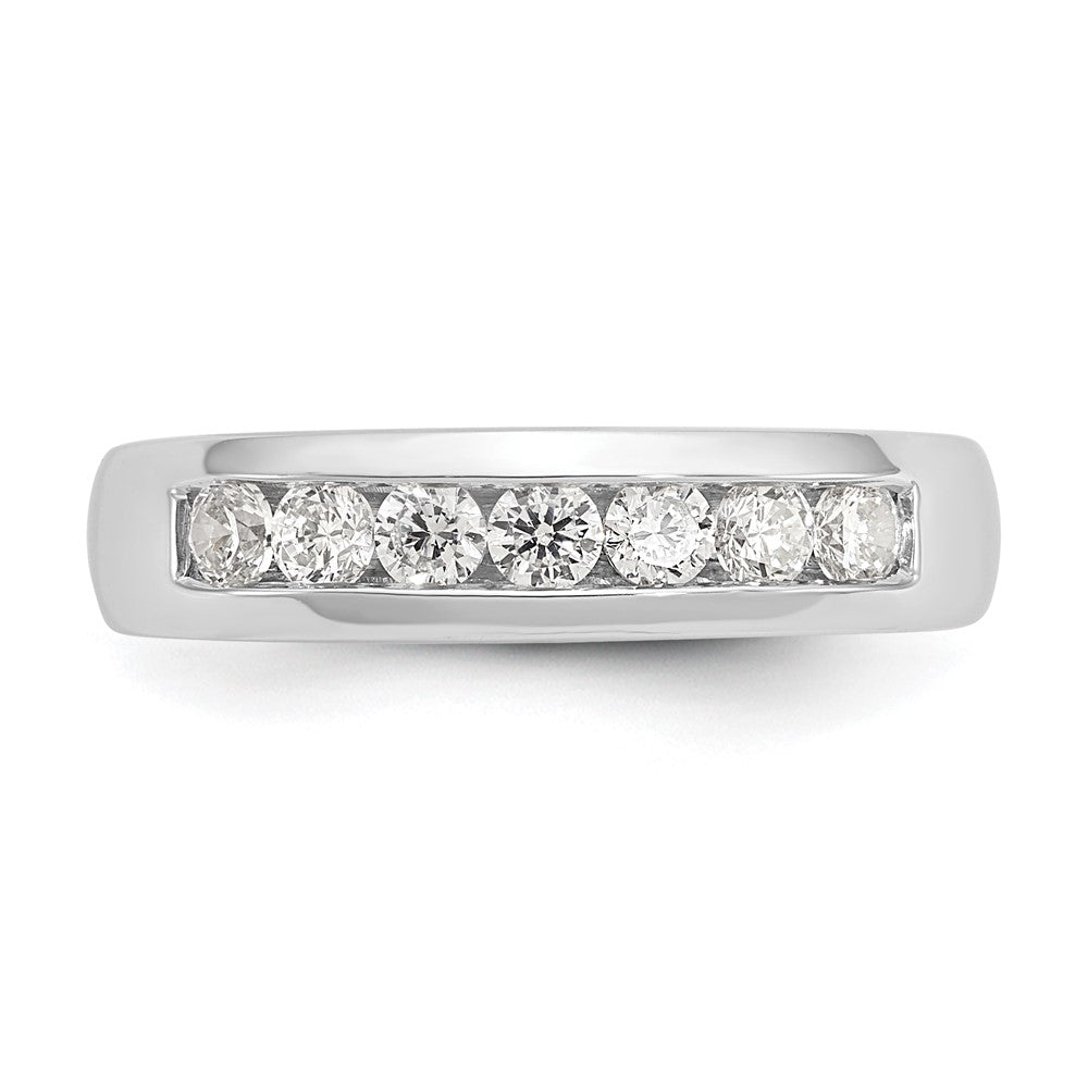 0.50ct. CZ Solid Real 14K White Gold 7-Stone Channel Wedding Band Ring