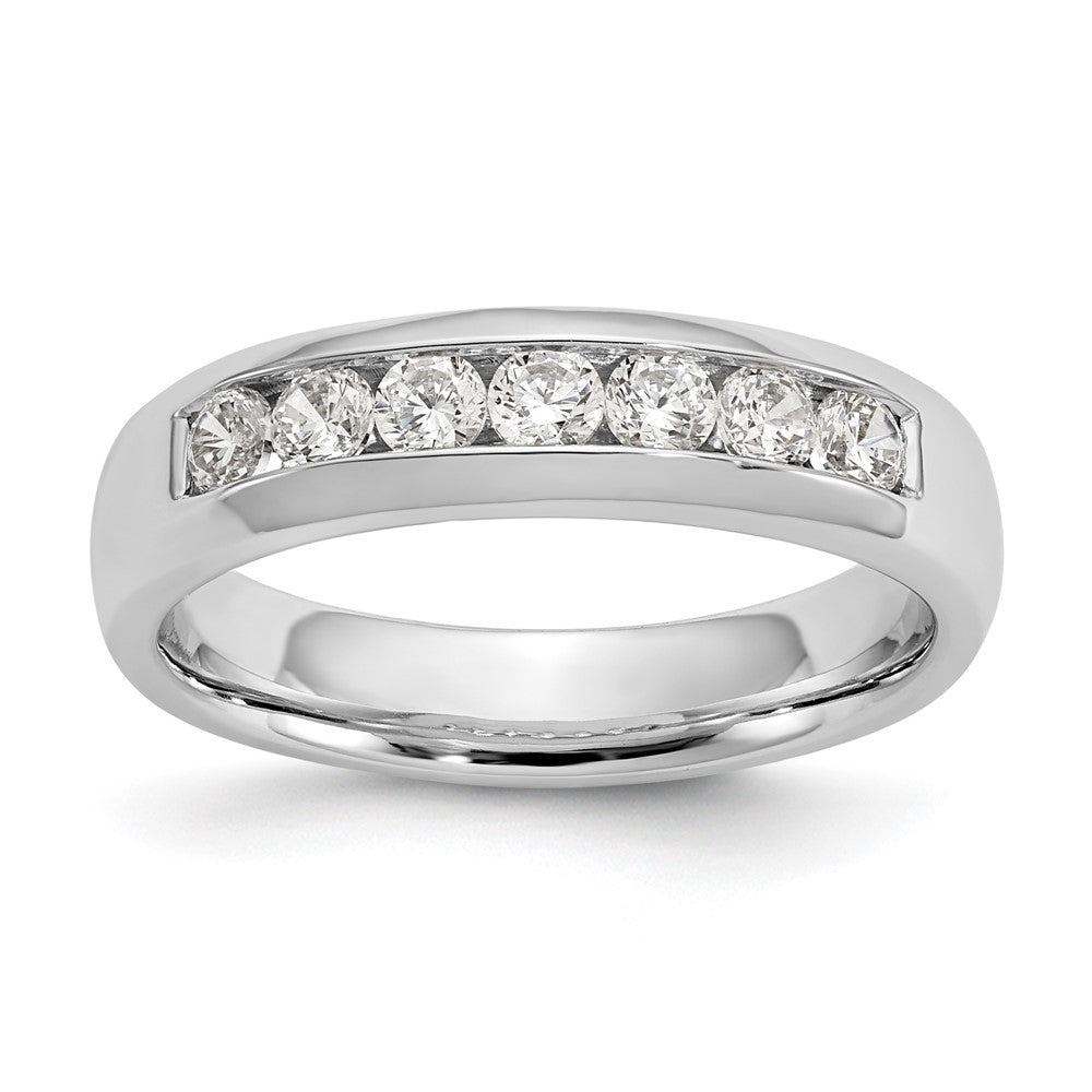 0.50ct. CZ Solid Real 14K White Gold 7-Stone Channel Wedding Band Ring