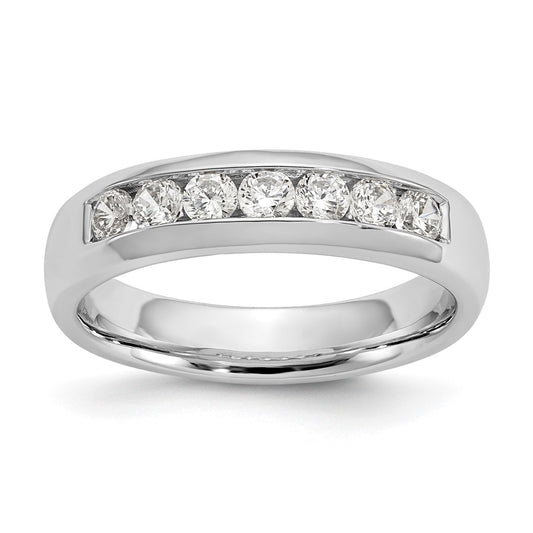 0.50ct. CZ Solid Real 14K White Gold 7-Stone Channel Wedding Band Ring