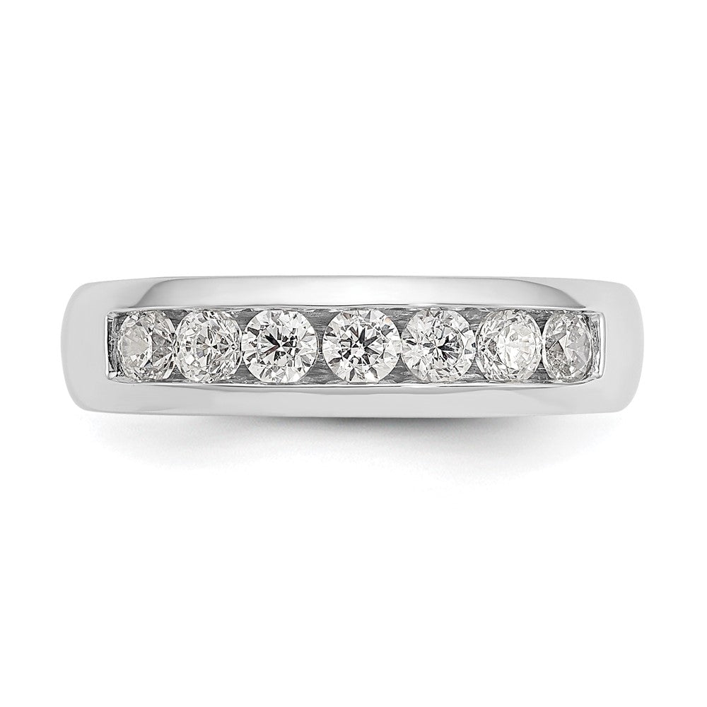 14K White Gold 7-Stone Real Diamond Channel Band