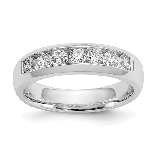 0.63ct. CZ Solid Real 14K White Gold 7-Stone Channel Wedding Band Ring
