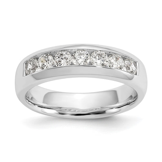 0.70ct. CZ Solid Real 14K White Gold 7-Stone Channel Wedding Band Ring