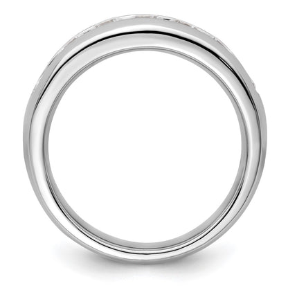 14K White Gold 7-Stone Real Diamond Channel Band