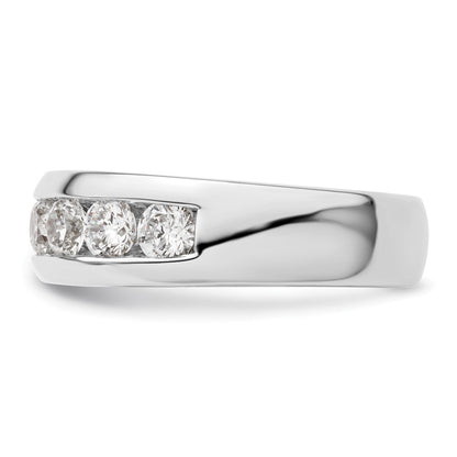 14K White Gold 7-Stone Real Diamond Channel Band