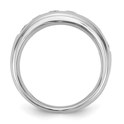 1.25ct. CZ Solid Real 14K White Gold 7-Stone Channel Wedding Band Ring