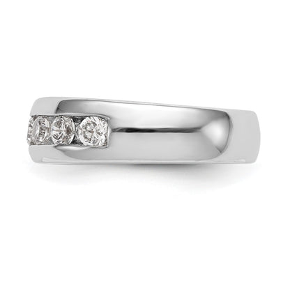 1.25ct. CZ Solid Real 14K White Gold 7-Stone Channel Wedding Band Ring