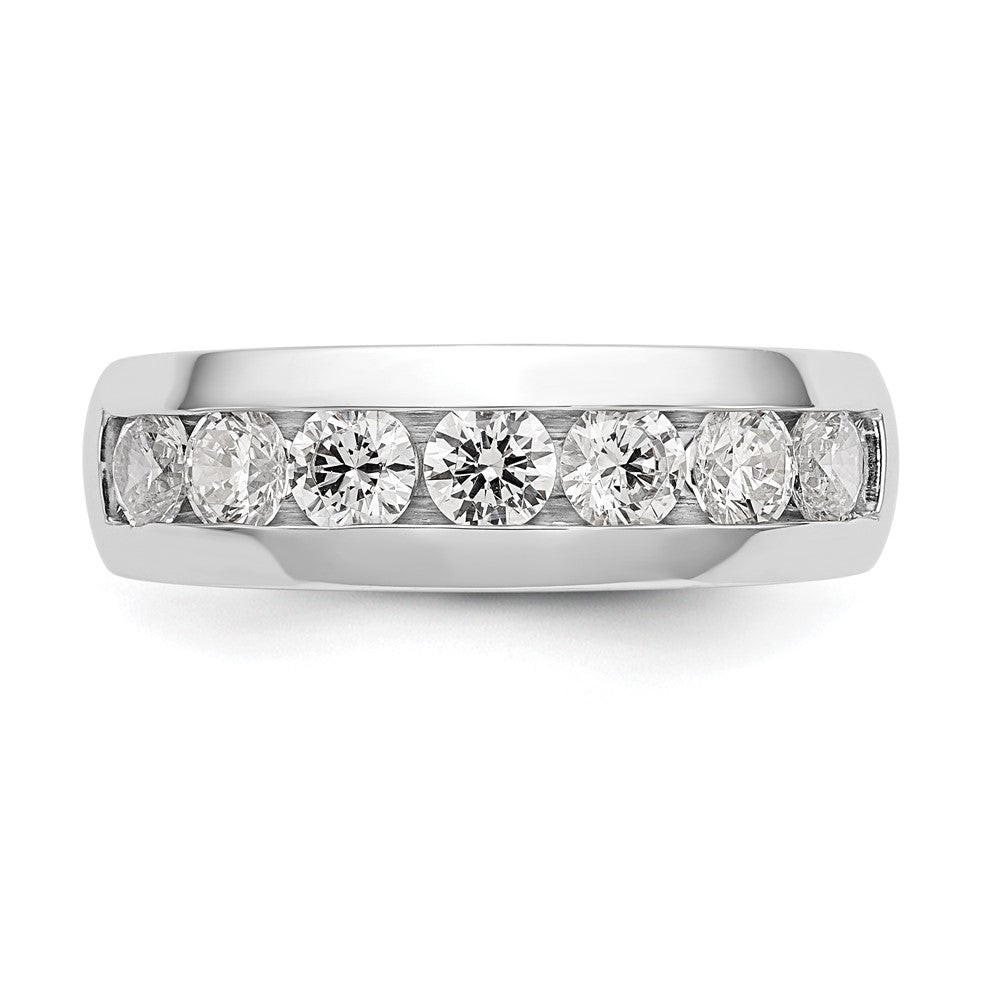 1.25ct. CZ Solid Real 14K White Gold 7-Stone Channel Wedding Band Ring