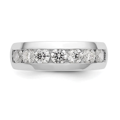 1.25ct. CZ Solid Real 14K White Gold 7-Stone Channel Wedding Band Ring